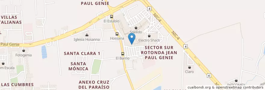 Mapa de ubicacion de Club Moods en Nicaragua, Departamento De Managua, Managua (Municipio).