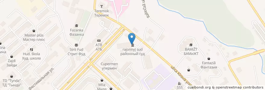 Mapa de ubicacion de районный суд en ロシア, 極東連邦管区, アムール州, ティンダ管区, ティンダ地区.