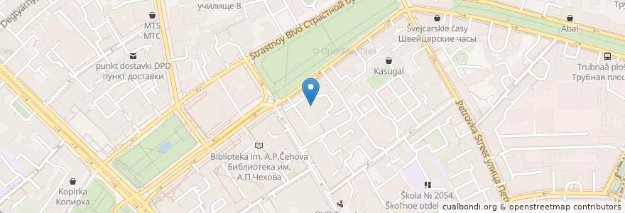 Mapa de ubicacion de Театральный центр «На Страстном» en Rusia, Distrito Federal Central, Москва, Distrito Administrativo Central, Тверской Район.