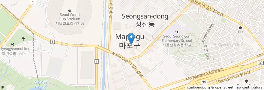 Mapa de ubicacion de 마포구청 en Республика Корея, Сеул, 마포구, 성산2동.