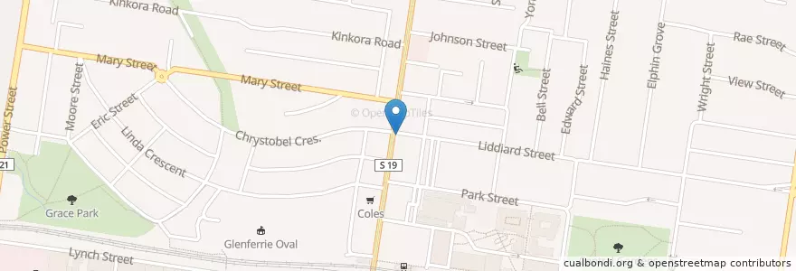 Mapa de ubicacion de Grill'd en オーストラリア, ビクトリア, City Of Boroondara.
