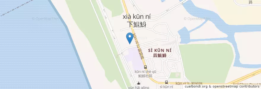 Mapa de ubicacion de 鯤鯓派出所 en تایوان, 臺南市, 南區.