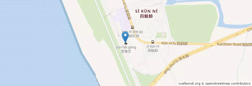 Mapa de ubicacion de 雲海宮 en 臺灣, 臺南市, 南區.