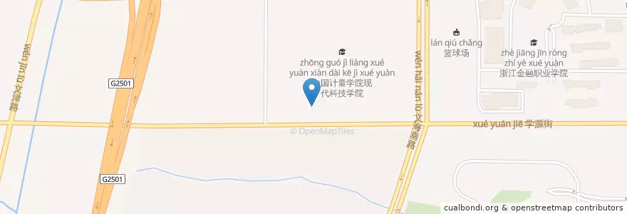 Mapa de ubicacion de 中国计量学院现代科技学院 en Çin, Zhejiang, Hangzhou, 钱塘新区, 白杨街道.