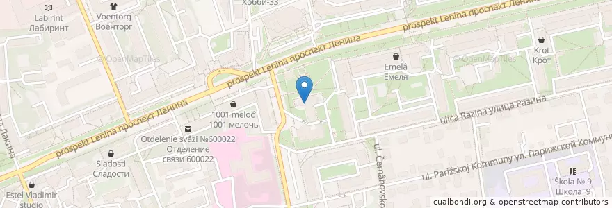 Mapa de ubicacion de филиал детской поликлиники N 1 en Rusia, Distrito Federal Central, Óblast De Vladímir, Городской Округ Владимир.