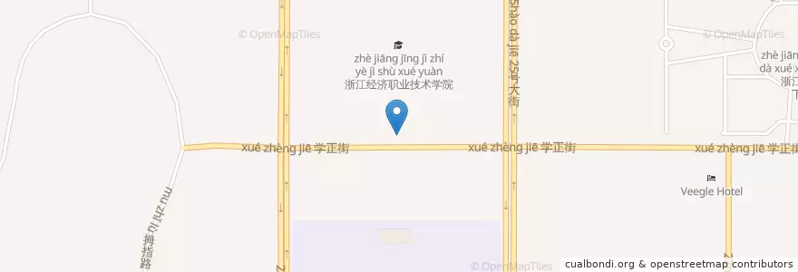 Mapa de ubicacion de 浙江经济职业技术学院 en 中国, 浙江省, 杭州市, 钱塘新区, 白杨街道.
