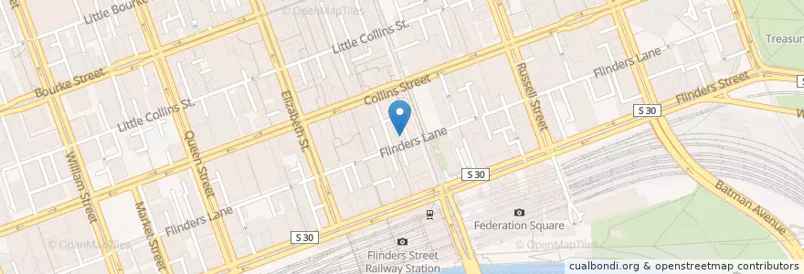Mapa de ubicacion de Melbourne East Police Station en Austrália, Victoria, City Of Melbourne.