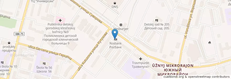 Mapa de ubicacion de Росбанк en Россия, Дальневосточный Федеральный Округ, Хабаровский Край, Городской Округ Хабаровск.