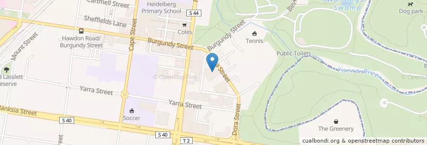Mapa de ubicacion de Heidelberg Police Station en Australie, Victoria, City Of Banyule.
