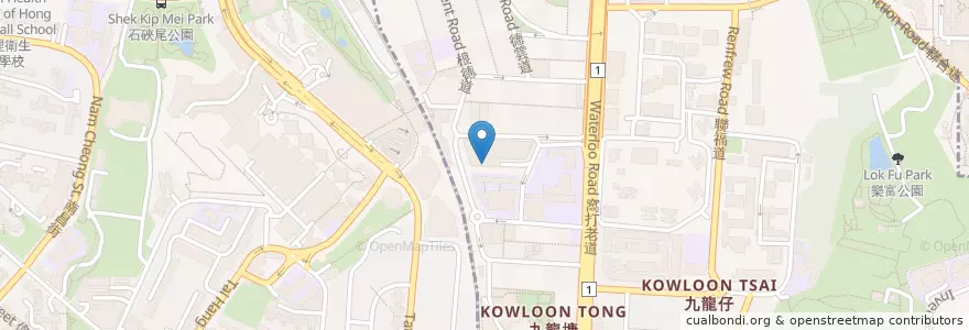 Mapa de ubicacion de 九龍塘站 Kowloon Tong Station en China, Cantão, Hong Kong, Kowloon, Novos Territórios, 九龍城區 Kowloon City District.