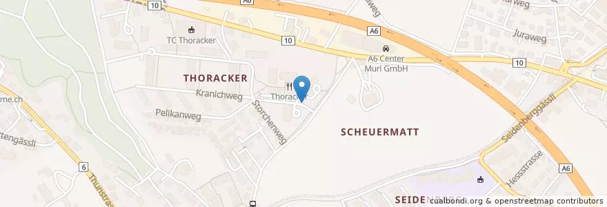 Mapa de ubicacion de Briefeinwurf Muri bei Bern, Kranichweg en 瑞士, 伯尔尼, Verwaltungsregion Bern-Mittelland, Verwaltungskreis Bern-Mittelland, Muri Bei Bern.