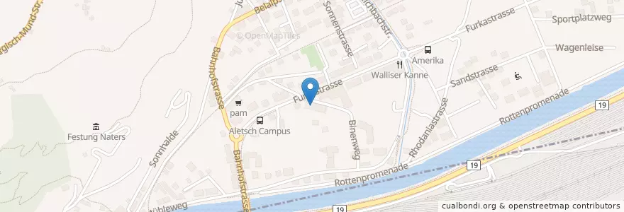 Mapa de ubicacion de Palazzo Patatüt en Schweiz/Suisse/Svizzera/Svizra, Valais/Wallis, Brig, Naters.