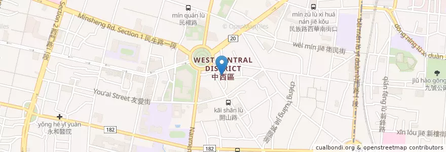 Mapa de ubicacion de 清水寺 en تايوان, تاينان, 中西區.