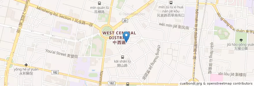 Mapa de ubicacion de 祿記包子 en 臺灣, 臺南市, 中西區.