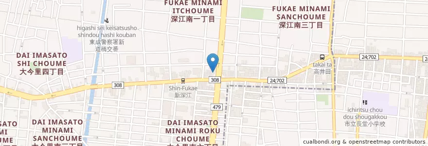 Mapa de ubicacion de 関西アーバン銀行 en 日本, 大阪府, 大阪市, 東成区.
