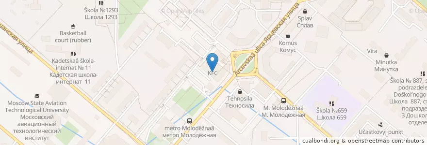 Mapa de ubicacion de Крошка Картошка en Rusia, Distrito Federal Central, Москва, Западный Административный Округ, Район Кунцево.