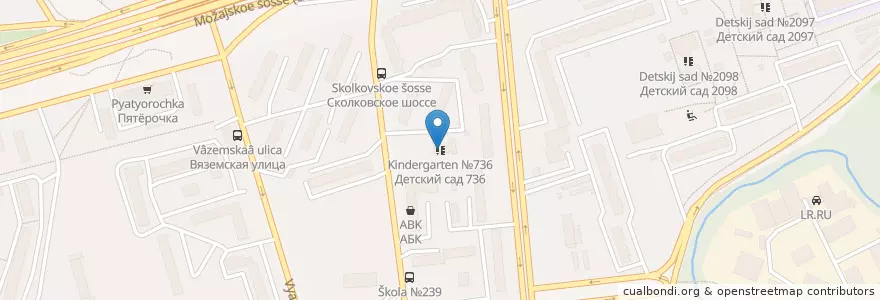 Mapa de ubicacion de Kindergarten №736 en Russia, Central Federal District, Moscow, Western Administrative Okrug, Mozhaysky District.