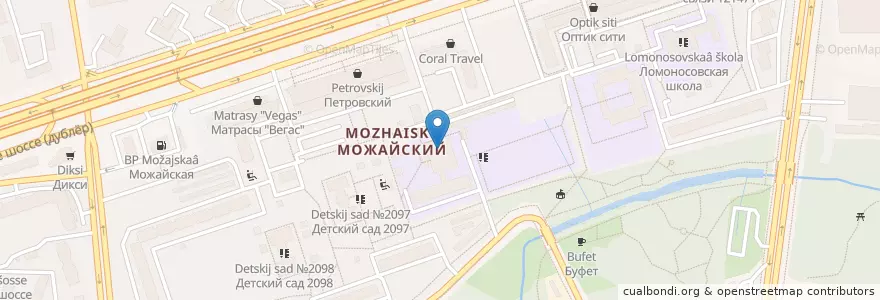 Mapa de ubicacion de Школа №1195 en Rússia, Distrito Federal Central, Москва, Западный Административный Округ, Можайский Район.