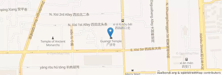Mapa de ubicacion de Guangji Temple en China, Beijing, Hebei, Xicheng District.