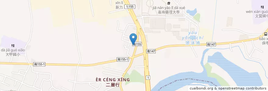 Mapa de ubicacion de 將軍爺 en تایوان, 臺南市, 仁德區.