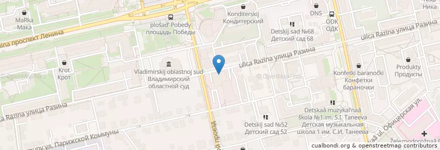 Mapa de ubicacion de ВТБ en ロシア, 中央連邦管区, Владимирская Область, Городской Округ Владимир.