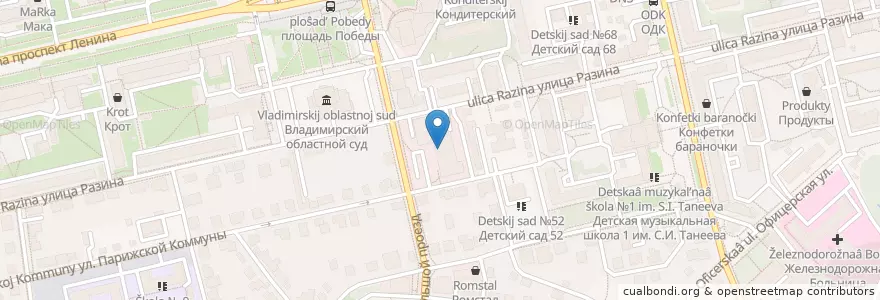 Mapa de ubicacion de Елки-палки en Rusland, Centraal Federaal District, Владимирская Область, Городской Округ Владимир.