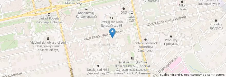 Mapa de ubicacion de Клиника доктора Деревянко en Russie, District Fédéral Central, Oblast De Vladimir, Городской Округ Владимир.