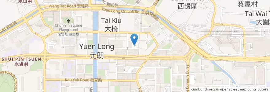 Mapa de ubicacion de 元朗(福康街) Yuen Long (Fook Hong Street) en China, Hong Kong, Cantão, Novos Territórios, 元朗區 Yuen Long District.