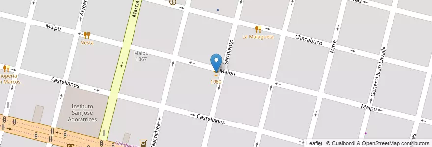Mapa de ubicacion de 1980 en الأرجنتين, سانتا في, إدارة العاصمة, سانتا في العاصمة, سانتا في.