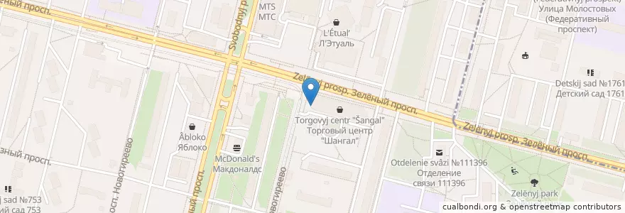 Mapa de ubicacion de Две палочки en Russia, Distretto Federale Centrale, Москва, Восточный Административный Округ, Район Новогиреево.