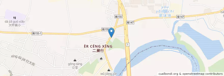 Mapa de ubicacion de 二層行基督教會 en Taiwán, 臺南市, 仁德區.
