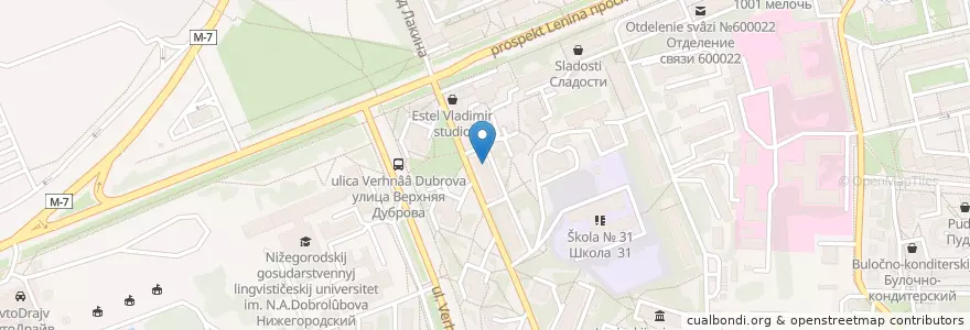 Mapa de ubicacion de Антарес en روسيا, Центральный Федеральный Округ, فلاديمير أوبلاست, Городской Округ Владимир.