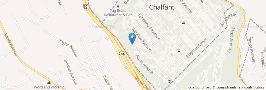 Mapa de ubicacion de Claude's Chalfant Place Bar & Grill en Vereinigte Staaten Von Amerika, Pennsylvania, Allegheny County, Chalfant.