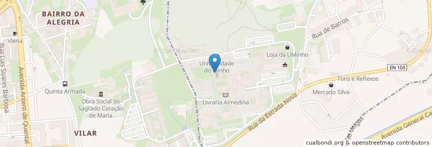 Mapa de ubicacion de WC Mulheres en Португалия, Северный, Braga, Каваду, Braga, Gualtar.