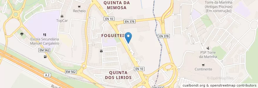 Mapa de ubicacion de Santander en Portugal, Área Metropolitana De Lisboa, Setúbal, Península De Setúbal, Seixal, Amora.