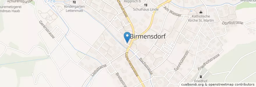 Mapa de ubicacion de TopPharm Apotheke & Drogerie Birmensdorf en Schweiz/Suisse/Svizzera/Svizra, Zürich, Bezirk Dietikon, Birmensdorf (Zh).