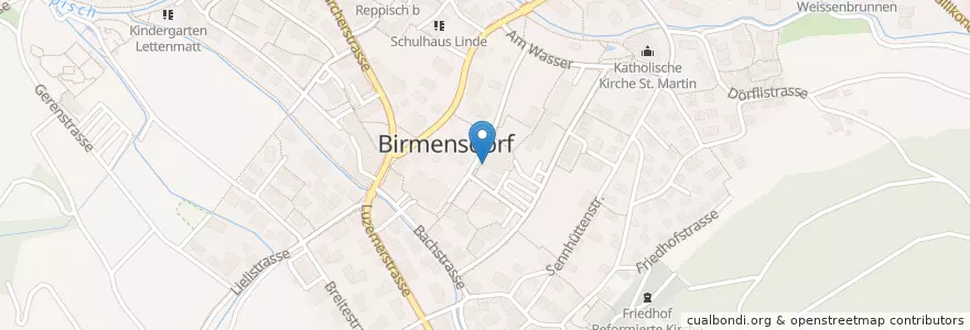 Mapa de ubicacion de Restaurant Brüelmatt en Suisse, Zurich, Bezirk Dietikon, Birmensdorf (Zh).