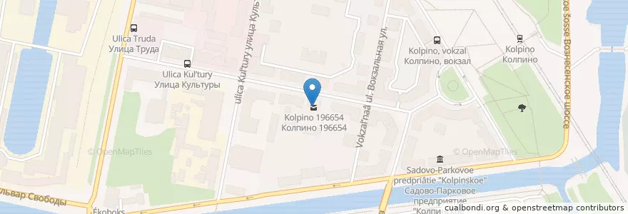 Mapa de ubicacion de Колпино 196654 en 俄罗斯/俄羅斯, Северо-Западный Федеральный Округ, 列宁格勒州, Санкт-Петербург, Колпинский Район, Колпино.