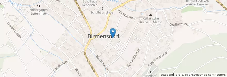 Mapa de ubicacion de Gemeindebibliothek Birmensdorf en Schweiz/Suisse/Svizzera/Svizra, Zürich, Bezirk Dietikon, Birmensdorf (Zh).