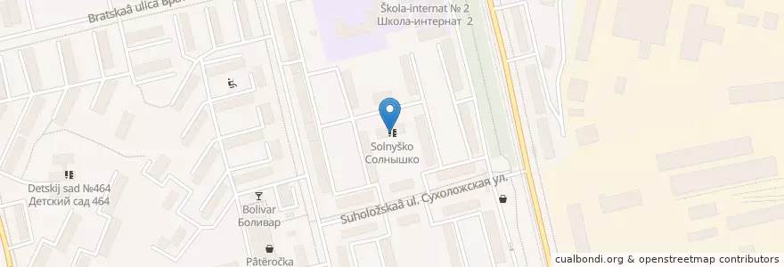 Mapa de ubicacion de Солнышко en Russie, District Fédéral De L'Oural, Oblast De Sverdlovsk, Городской Округ Екатеринбург.