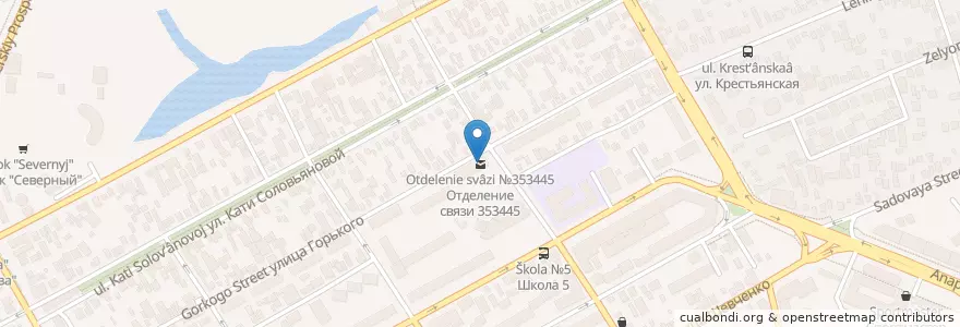 Mapa de ubicacion de Анапа 353445 en Rússia, Distrito Federal Do Sul, Krai De Krasnodar, Городской Округ Анапа.