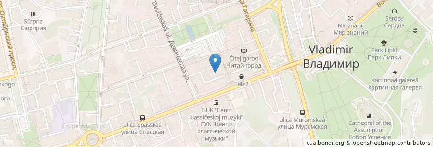 Mapa de ubicacion de Пиццерия "Ташир" en Rusia, Distrito Federal Central, Óblast De Vladímir, Городской Округ Владимир.