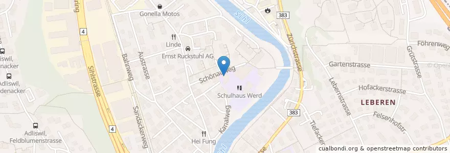 Mapa de ubicacion de Kinderhaus Werd en Switzerland, Zürich, Bezirk Horgen, Adliswil.