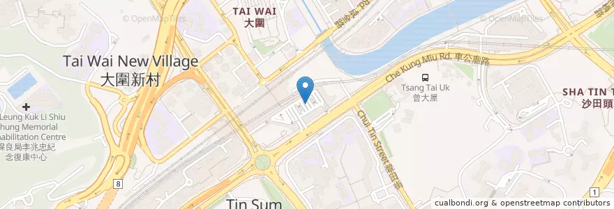 Mapa de ubicacion de 大圍站 Tai Wai Station en Çin, Guangdong, Hong Kong, Yeni Bölgeler, 沙田區 Sha Tin District.