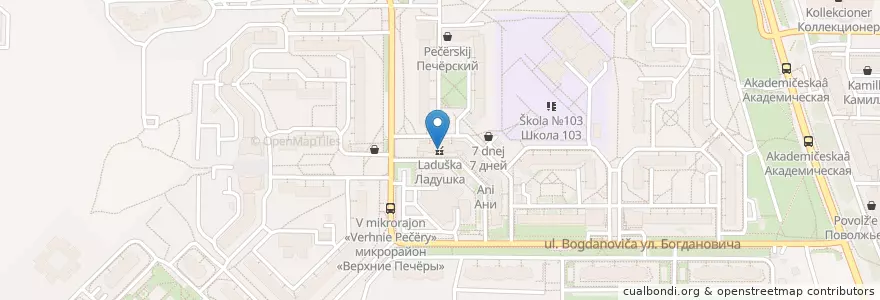 Mapa de ubicacion de Ладушка en Rusya Federasyonu, Приволжский Федеральный Округ, Nijniy Novgorod Oblastı, Городской Округ Нижний Новгород.