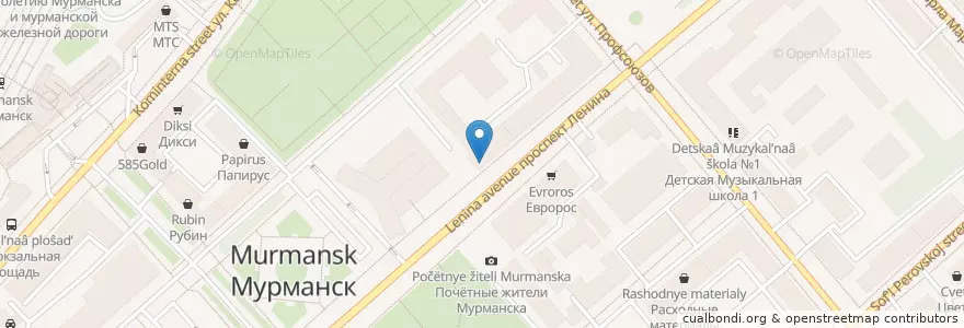 Mapa de ubicacion de Почтовое отделение №38 en Rusia, Северо-Западный Федеральный Округ, Óblast De Múrmansk, Городской Округ Мурманск.