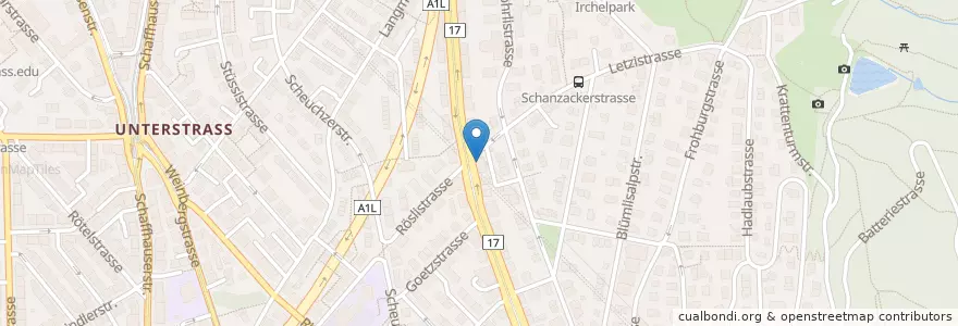 Mapa de ubicacion de Moudi's Lecker Garten en Suisse, Zurich, District De Zurich, Zurich.