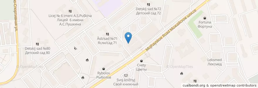 Mapa de ubicacion de Отделение связи №143011 en Rusland, Centraal Federaal District, Oblast Moskou, Одинцовский Городской Округ.