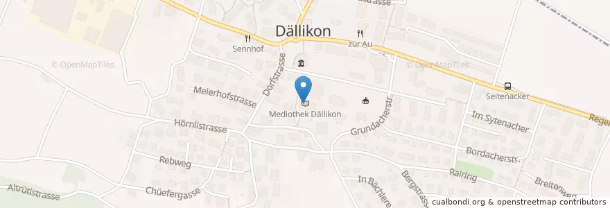 Mapa de ubicacion de Mediothek Dällikon en İsviçre, Zürih, Bezirk Dielsdorf, Dällikon.
