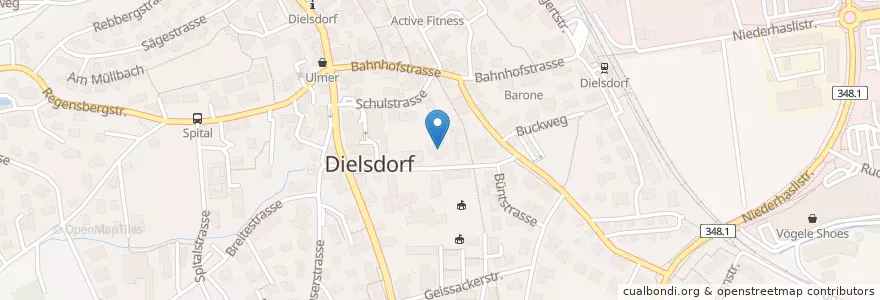 Mapa de ubicacion de Gemeinde- und Schulbibliothek Dielsdorf en スイス, チューリッヒ, Bezirk Dielsdorf, Dielsdorf.